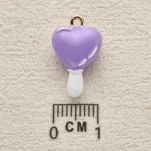Sweet purple heart ice cream pendant in copper alloy for DIY jewelry making charm