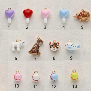 Copper alloy enamel charms in animal and dessert shapes for DIY jewelry making