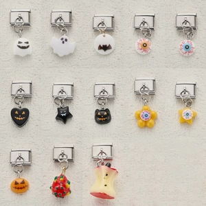 Assortiment de breloques italiennes d'Halloween en acier inoxydable avec pendentifs