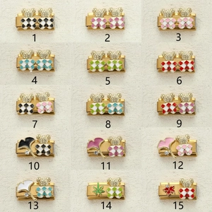 Charm per bracciali in acciaio inossidabile stile italiano con orsetti colorati oro