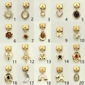 Set di 20 ciondoli italiani dorati con sole, luna e cuore per braccialetti fai-da-te