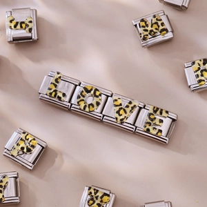 Italiaanse bedels roestvrij staal luipaard alfabet links voor modulaire armband