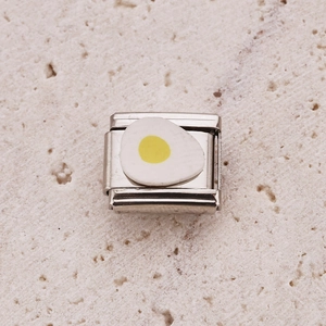 Charm modulare italiano in acciaio inossidabile con uovo fritto 3D per gioielli fai da te