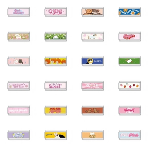 Charms Italiani in Acciaio Inossidabile Maglie Modulari per Bracciali Cartoni Animati Animali Slogan Fai da Te Donna