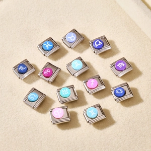Italienische Sternzeichen-Charms aus Edelstahl für DIY-Armbänder im 12er-Set