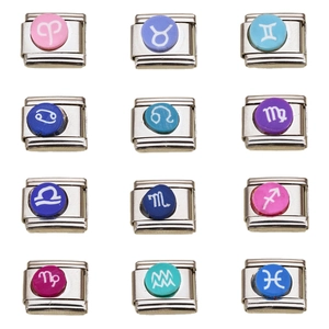 Set mit 12 Sternzeichen-Symbolen aus bunter Emaille für modulare Armbänder