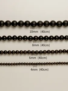 Tabla de tallas de cuentas de ébano mate de 4mm a 10mm para creación de joyas DIY
