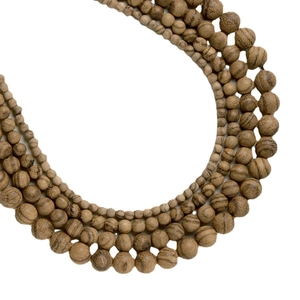 Agarwood round beads in various sizes with natural wood grain for DIY jewelry making