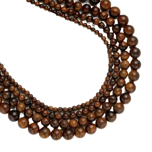 Polished rosewood round beads in various sizes for DIY jewelry and beaded bracelets