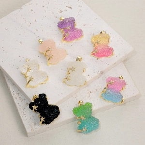 Pendentifs ours colorés en résine avec étoiles dorées pour colliers et bijoux DIY