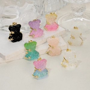 Ensemble de pendentifs ours en cristal avec bordure dorée et étoiles pour bijoux