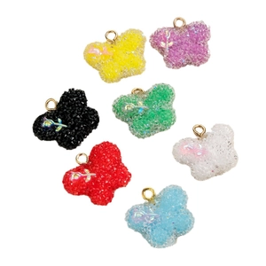Pendentifs papillon colorés en résine avec texture pailletée pour création de bijoux DIY