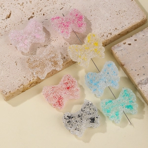 Resin Sugar Texture Bowknot Beads DIY Handmade Jewelry Accessories For Necklace Phone Chain Making Glitter Colorful Craft Bow Beads