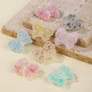 Colorful sugar-textured resin bow charms for DIY jewelry and phone chain accessories