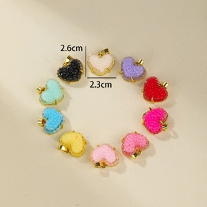 Pendentifs cœur en résine facettée en 10 couleurs pour création de colliers et bijoux DIY