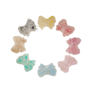 Colorful sugar-textured bow charms for DIY jewelry and accessories in eight vibrant colors
