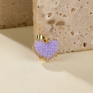 Pendentif cœur en résine violette avec cadre en métal doré et boucle pour bijoux DIY