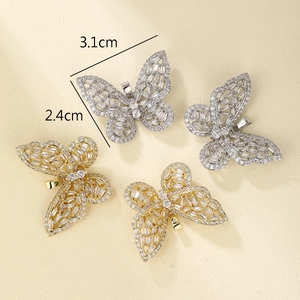 Exquisite gold and silver butterfly pendants with micro-paved zircons and hollow wings