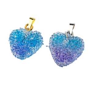 Sparkling sugar gradient heart pendants in blue and purple for DIY jewelry making
