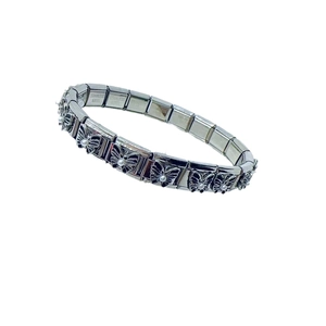 Italian style stainless steel elastic bracelet featuring hollow butterfly modules