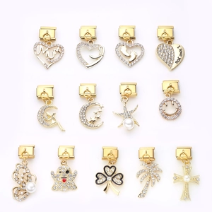 Gold charms collection with crystals and pearls for stainless steel modular bracelets