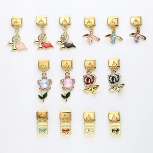 Golden DIY charms with butterflies, bees and roses for modular stainless steel bracelets