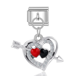 Ιταλικό κόσμημα από ανοξείδωτο ατσάλι με καρδιά από κρύσταλλο και βέλος του Έρωτα