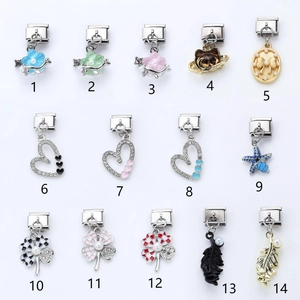 Italian modular charm collection in stainless steel with charms and butterfly hearts