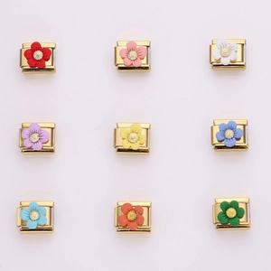Italian style DIY daisy charms for stainless steel bracelets in nine vibrant matte colors