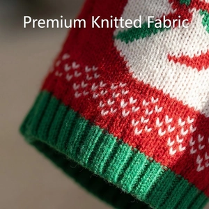 Premium Christmas wine bottle sweater with red and green knitted fabric and festive patterns