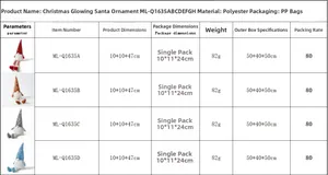 Detailed size chart for the Christmas glowing gnome ornament showing 47cm height