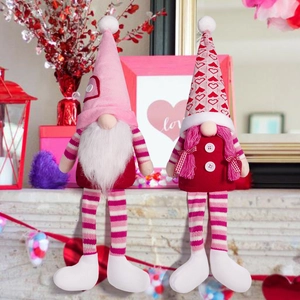 Handmade Valentine's Day faceless gnomes with heart hats and long legs for home decor