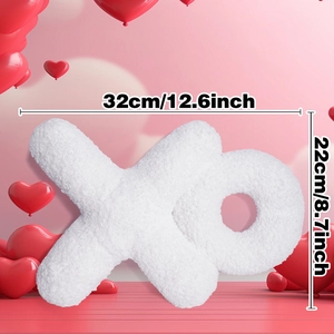 White XO plush pillow with 32x22cm dimensions for romantic wedding decoration