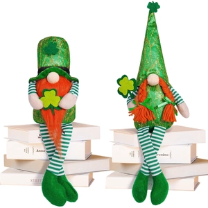 Saint Patrick's Day gnome plush dolls with green shamrock details and striped long legs