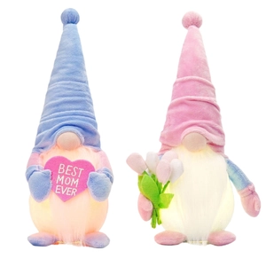 Luminous Mother's Day Gnomes plush set with LED light and Best Mom Ever heart design