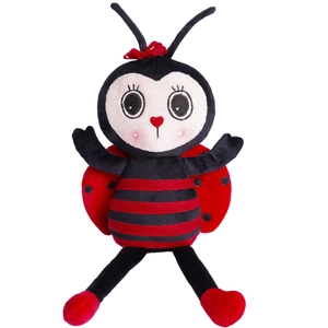 Cute plush ladybug toy with long legs and red bow tie, perfect for festive decorations