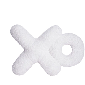 Creative white XO letter shaped plush decorative throw pillow with soft sherpa texture