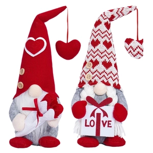 Lot de nains de la Saint-Valentin avec rose et boîte LOVE pour décoration de fête