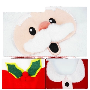 Ensemble de bain de Noël en peluche Père Noël avec housse de toilette et broderie