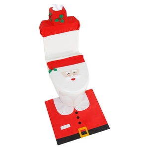 4-piece Christmas Santa toilet seat cover and rug set for festive bathroom decoration