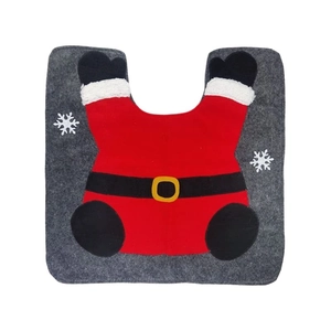Christmas gnome toilet rug set with Santa suit design and festive white snowflakes