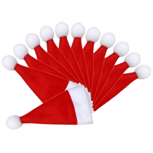 Set di 12 mini cappelli di Babbo Natale per decorare bottiglie di vino e posate
