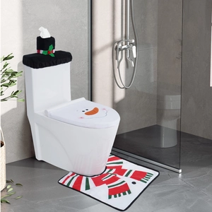 Ensemble décoratif de toilette bonhomme de neige avec tapis et boîte à mouchoirs Noël