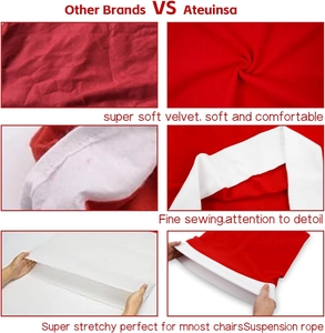 Detailed comparison of high-elasticity red velvet Christmas chair covers with fine sewing