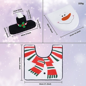 Ensemble de toilette de Noël bonhomme de neige avec tapis et housse de boîte