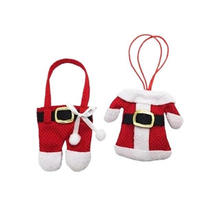 Christmas Santa Claus mini knitted clothes hanging ornaments for cutlery decor