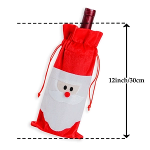 Santa Claus drawstring wine bottle cover for Christmas decorations, 12 inches tall
