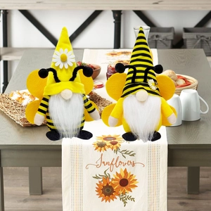 Lot de nains de jardin en peluche sur le thème des abeilles pour décoration de table