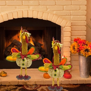 Lot de dindes décoratives en peluche pour Thanksgiving et décorations d'automne