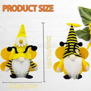Set de nains abeilles en peluche avec tournesols et dimensions de 25 cm de hauteur